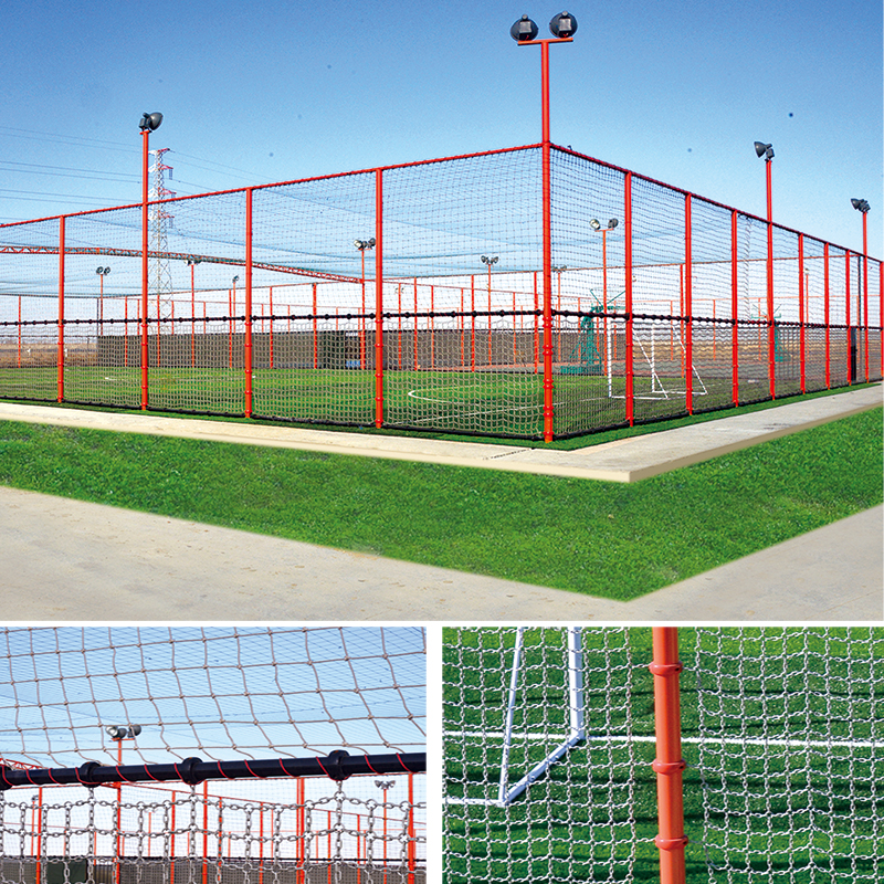 Assembled upper soft net (chain link fence) lower iron chain net assembly system